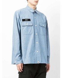 Chemise à manches longues en chambray bleu clair A Bathing Ape