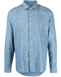 Chemise à manches longues en chambray bleu clair Peter Millar