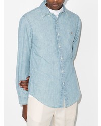 Chemise à manches longues en chambray bleu clair Polo Ralph Lauren