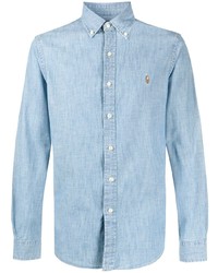 Chemise à manches longues en chambray bleu clair Ralph Lauren