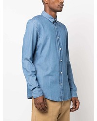 Chemise à manches longues en chambray bleu clair BOSS