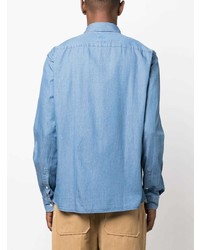 Chemise à manches longues en chambray bleu clair BOSS