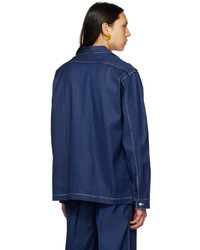 Chemise à manches longues en chambray bleu marine Sunnei