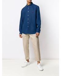 Chemise à manches longues en chambray bleu marine Polo Ralph Lauren