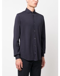 Chemise à manches longues en chambray bleu marine Fedeli