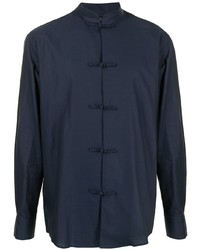 Chemise à manches longues en chambray bleu marine Shanghai Tang
