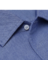 Chemise à manches longues en chambray bleue Loro Piana