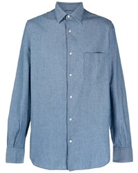 Chemise à manches longues en chambray bleue Aspesi