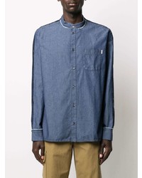 Chemise à manches longues en chambray bleue Golden Goose