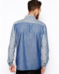 Chemise à manches longues en chambray bleue Asos