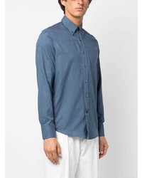 Chemise à manches longues en chambray bleue Canali