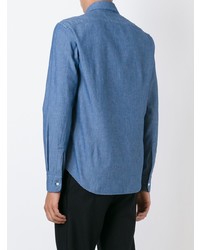 Chemise à manches longues en chambray bleue Aspesi