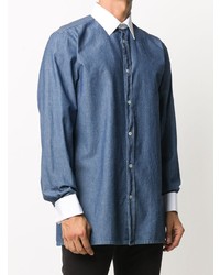 Chemise à manches longues en chambray bleue Maison Margiela