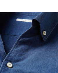 Chemise à manches longues en chambray bleue Loro Piana