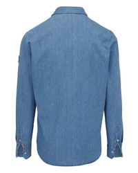 Chemise à manches longues en chambray bleue Moncler