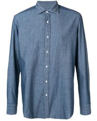 Chemise à manches longues en chambray bleue Mp Massimo Piombo