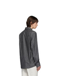 Chemise à manches longues en chambray gris foncé Lemaire