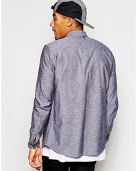 Chemise à manches longues en chambray grise Asos