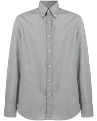 Chemise à manches longues en chambray grise Brunello Cucinelli