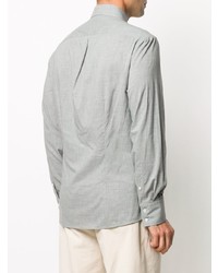 Chemise à manches longues en chambray grise Brunello Cucinelli