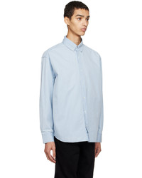 Chemise à manches longues en chambray imprimée bleu clair MAISON KITSUNÉ