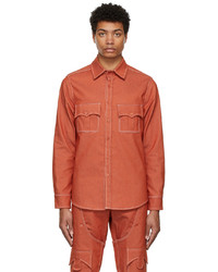Chemise à manches longues en chambray orange Thebe Magugu