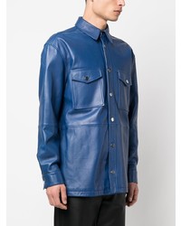 Chemise à manches longues en cuir bleue Han Kjobenhavn