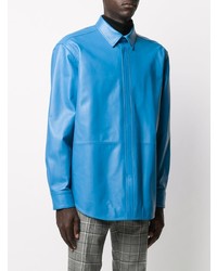 Chemise à manches longues en cuir bleue Paul Smith