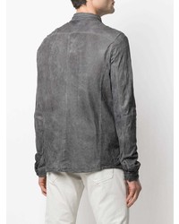 Chemise à manches longues en cuir gris foncé Giorgio Brato