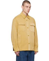 Chemise à manches longues en cuir jaune Solid Homme