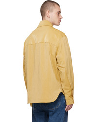 Chemise à manches longues en cuir jaune Solid Homme