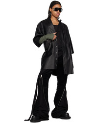 Chemise à manches longues en cuir noire Rick Owens