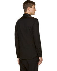 Chemise à manches longues en cuir noire Yohji Yamamoto