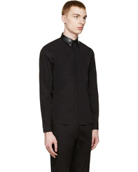 Chemise à manches longues en cuir noire Givenchy