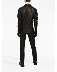 Chemise à manches longues en cuir noire Dolce & Gabbana