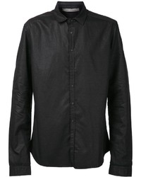 Chemise à manches longues en cuir noire