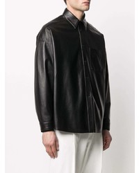 Chemise à manches longues en cuir noire Marni