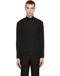 Chemise à manches longues en cuir noire Givenchy