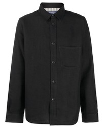 Chemise à manches longues en cuir noire Junya Watanabe