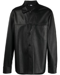 Chemise à manches longues en cuir noire Karl Lagerfeld