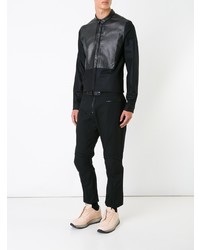 Chemise à manches longues en cuir noire Juun.J