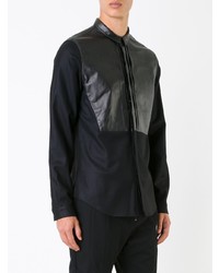 Chemise à manches longues en cuir noire Juun.J