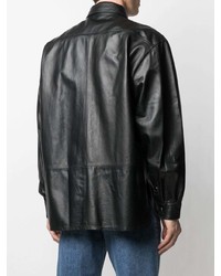 Chemise à manches longues en cuir noire Trussardi