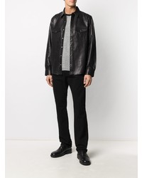 Chemise à manches longues en cuir noire IRO