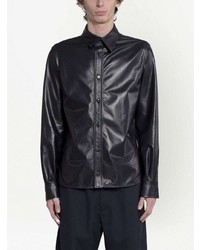 Chemise à manches longues en cuir noire Marni