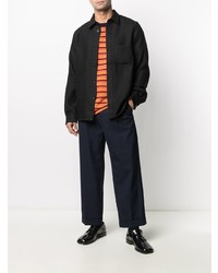 Chemise à manches longues en cuir noire Junya Watanabe