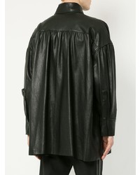 Chemise à manches longues en cuir noire Wooyoungmi