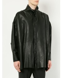 Chemise à manches longues en cuir noire Wooyoungmi