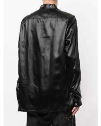 Chemise à manches longues en cuir noire Rick Owens