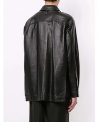 Chemise à manches longues en cuir noire Wooyoungmi